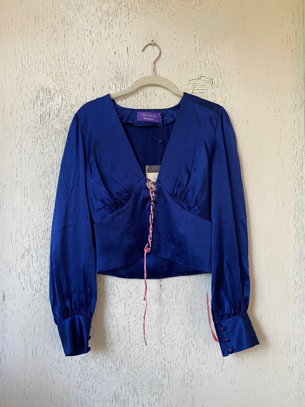 NWT Réalisation Par NWT benny top in blue silk S